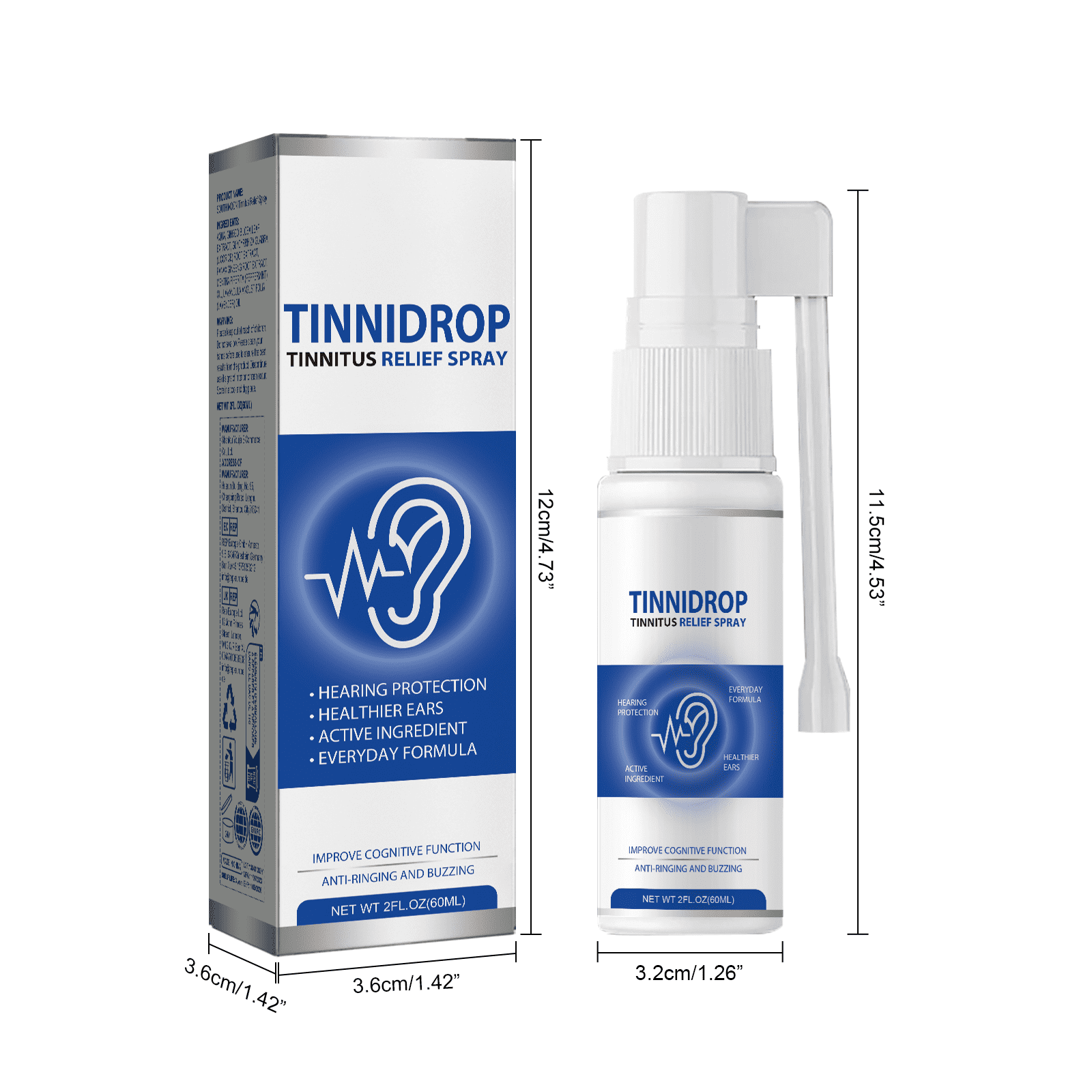 Alvantor Ear Wax Removal Spray - Gentle Ear Cleaning Drops for Tinnitus Relief & Hearing Support, 2fl.oz