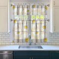 thumbnail image 5 of 3 PCS Daisy Floral Kitchen Curtains Set with Valance & Tier Panels - Boho Vintage Yellow Flower Print Semi-Sheer Rod Pocket Window Treatments, 5 of 6