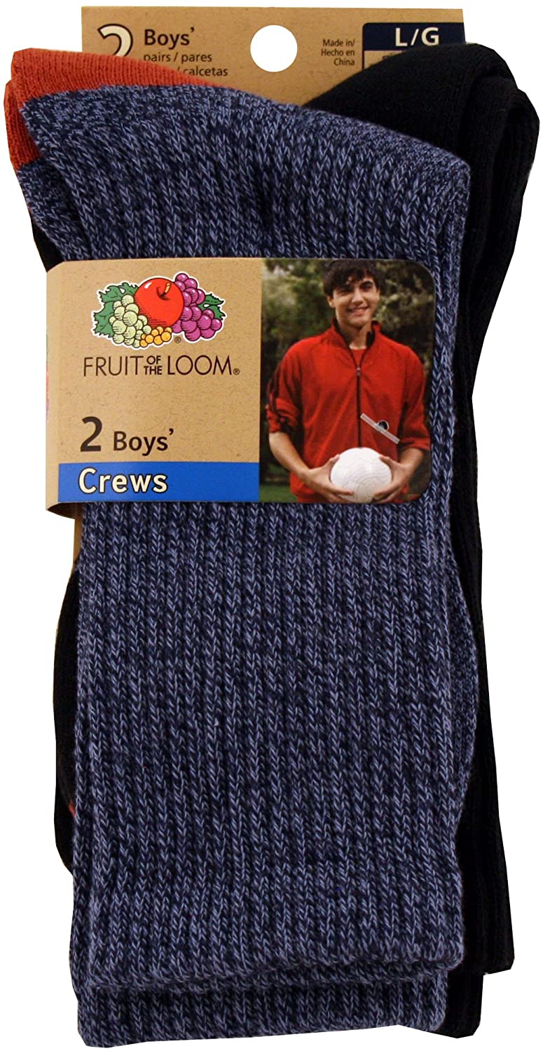 Fruit Of The Loom Big Boys Soft Cushioned Rugged Crew Socks