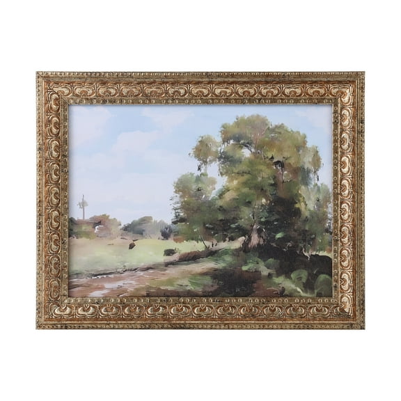 Home Decor Collection Sterling & Noble Home Modern Tree Landscape 11"x14" Canvas Print with Gold Frame