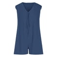 thumbnail image 3 of GILIGEGE Rompers for Women 2025 Summer Casual Ladies' Casual V Neck Pleated Rope Sleeveless Back Pocket Jumpsuit Set Overalls for Women Blue L, 3 of 8