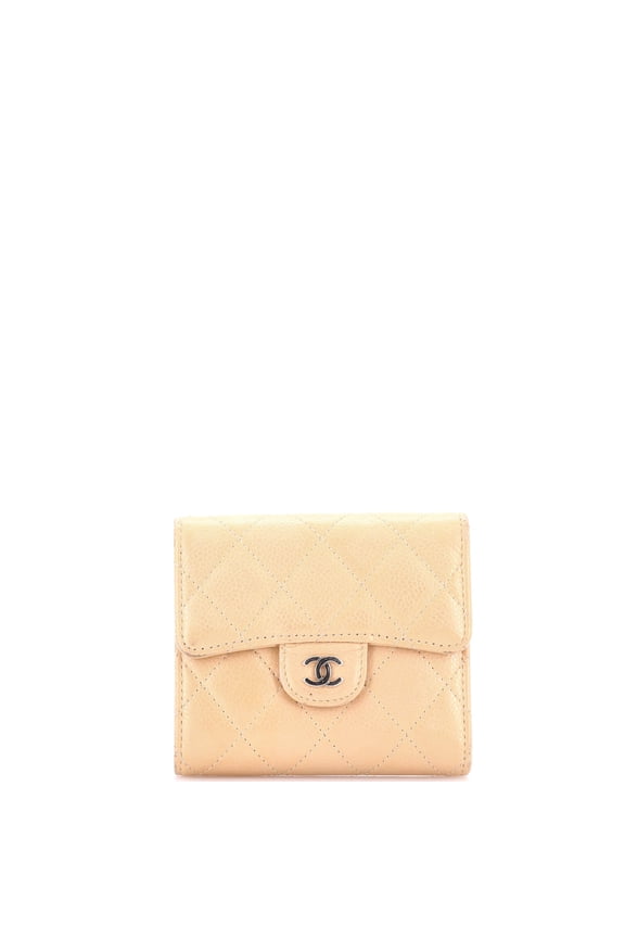 Pre-Owned CC Compact Classic Flap Wallet Quilted Caviar By Rebag