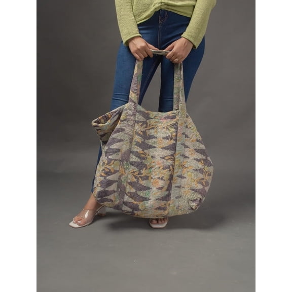 Jaipur home textiles Vintage kantha Cotton bag, big size bag, shoulder bag, kantha XL bag, tote bag
