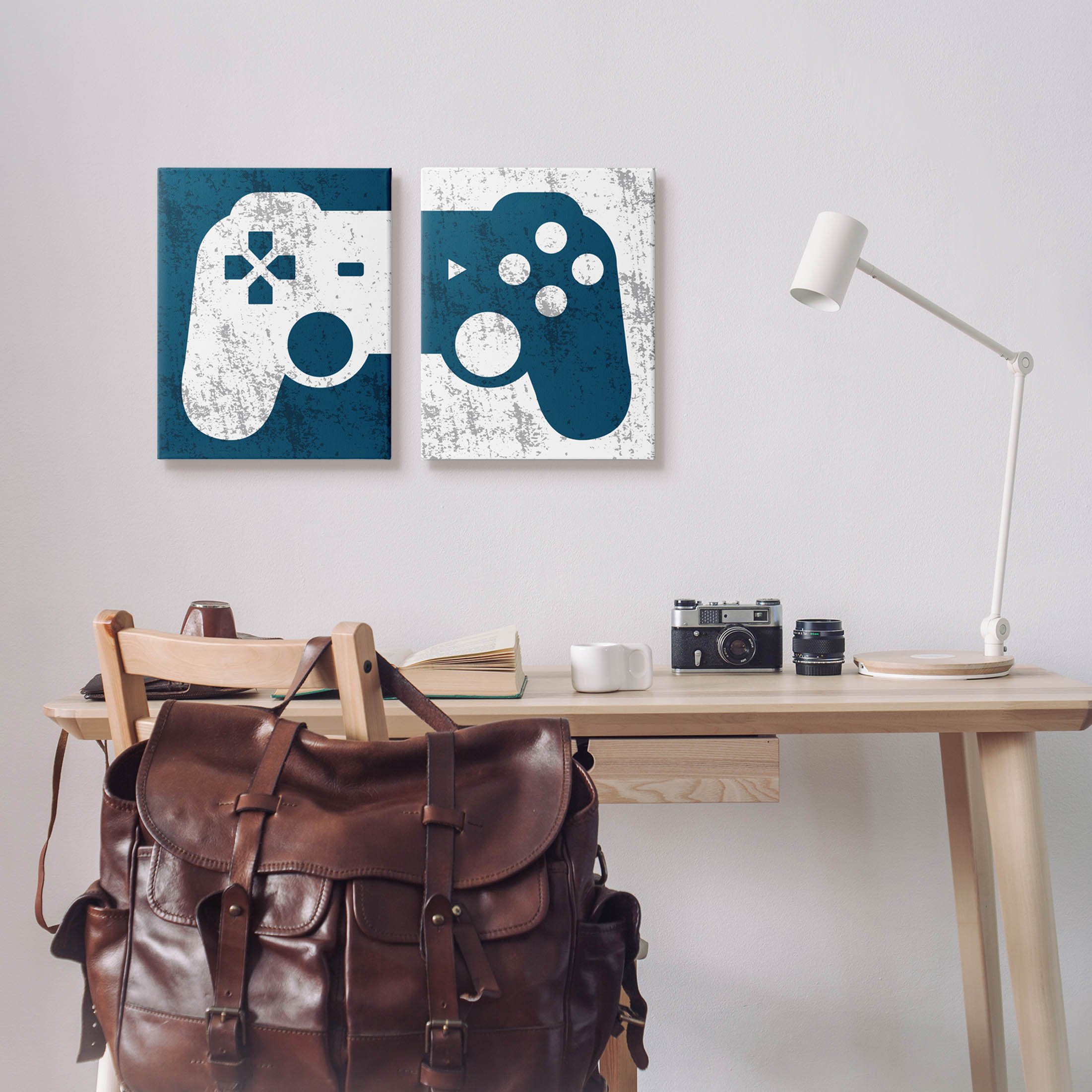 Stupell Industries Video Gaming Controller Silhouette Graphic Art Gallery Wrapped Canvas Print Wall Art, Set of 2, Design by Kim Allen