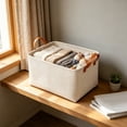 thumbnail image 4 of Large Foldable Fabric Storage Bin with Handles, Beige Closet Shelf Organizer for Clothing, Linens and Accessories, 18.90 x 12.99 Inches, 4 of 6