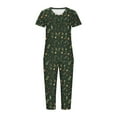 thumbnail image 4 of Censtreet Christmas Women's Pajama Set Short Sleeve Shirt and Capri Pants Sleepwear Pjs Sets with Pockets Multiple choices for families, 4 of 5
