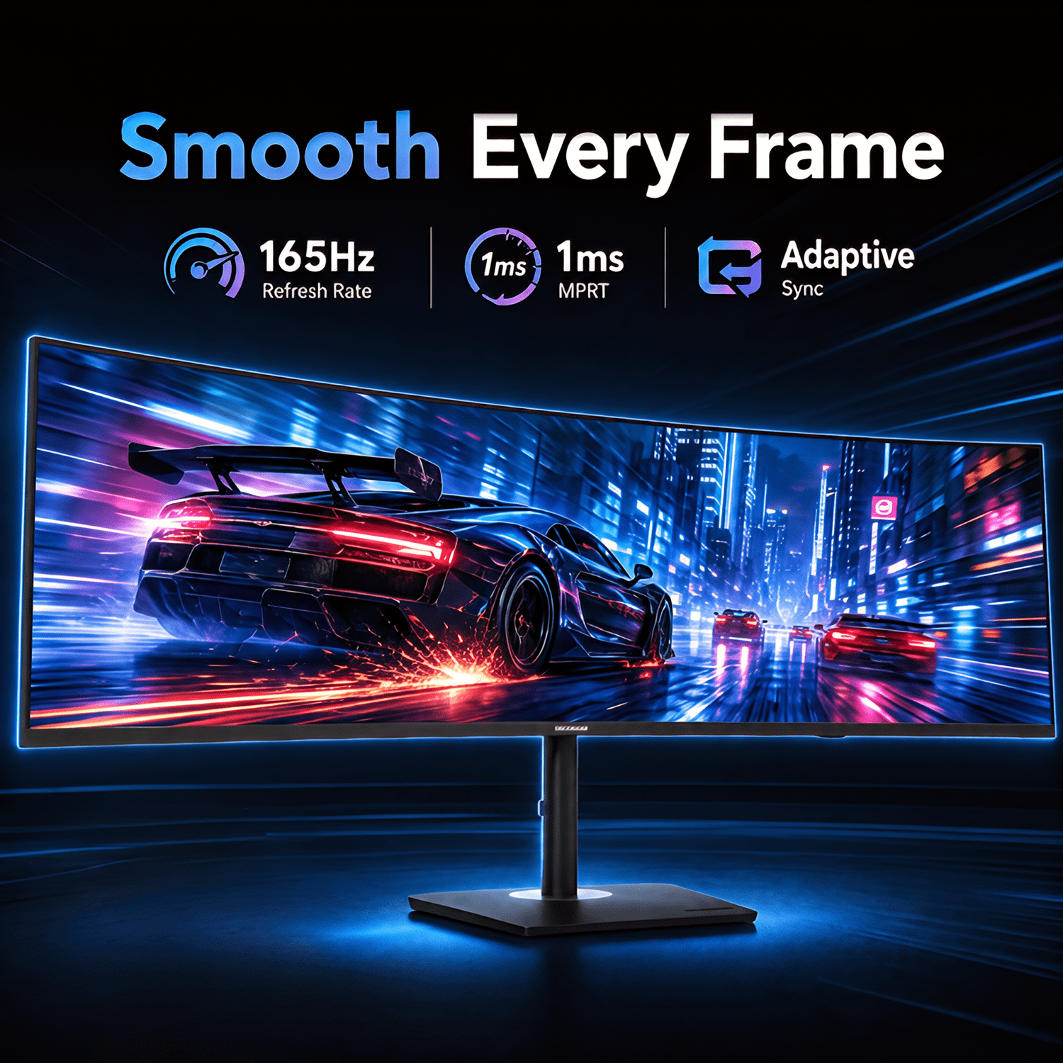 Deco Gear 49" Curved Ultrawide DQHD Monitor, 5120×1440, 165Hz, 1ms MPRT, 32:9, 1500R, HDR, Adaptive Sync, USB-C, HDMI 2.1, DisplayPort 1.4, PIP/PBP, RGB Lighting