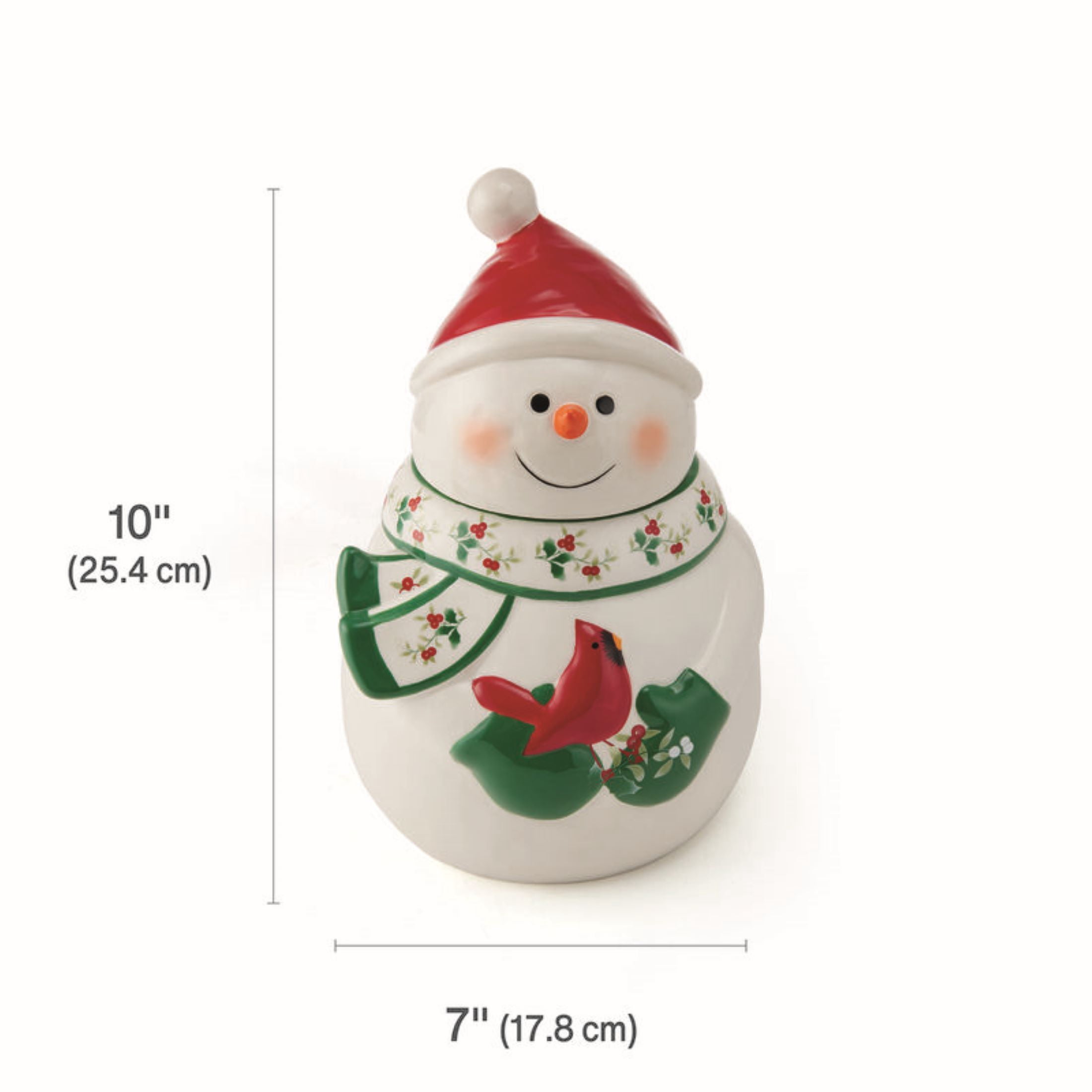 Pfaltzgraff Winterberry Snowman with Cardinal 10 in Cookie Jar