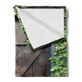 thumbnail image 2 of Rustic Soft Flannel Fleece Blanket, Small Spanish Style Dark Stained Wood Door Secret Garden with Grated Window Picture, Cozy Plush for Indoor and Outdoor Use, 50" x 60", Brown Green, by Ambesonne, 2 of 5