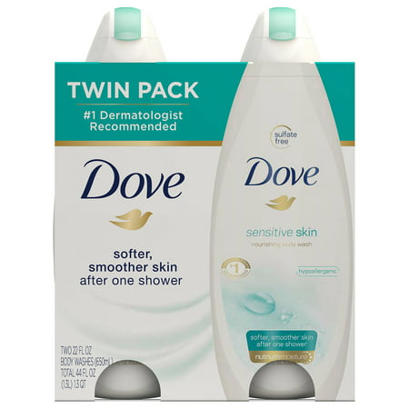 Dove Sensitive Skin Body Wash, 22 oz, Twin Pack (Best Liquid Body Soap For Sensitive Skin)