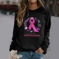 thumbnail image 2 of T-shirts de Sensibilisation au Cancer du Sein pour Femmes Imprimé Ruban Rose Col Rond Manches Longues Chandail Décontracté Ample, 2 of 6