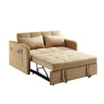 thumbnail image 2 of DEALTOPS 55.5" Pull Out Loveseats Sleeper Sofa Bed with USB Ports and Side Pockets, Khaki, 2 of 11