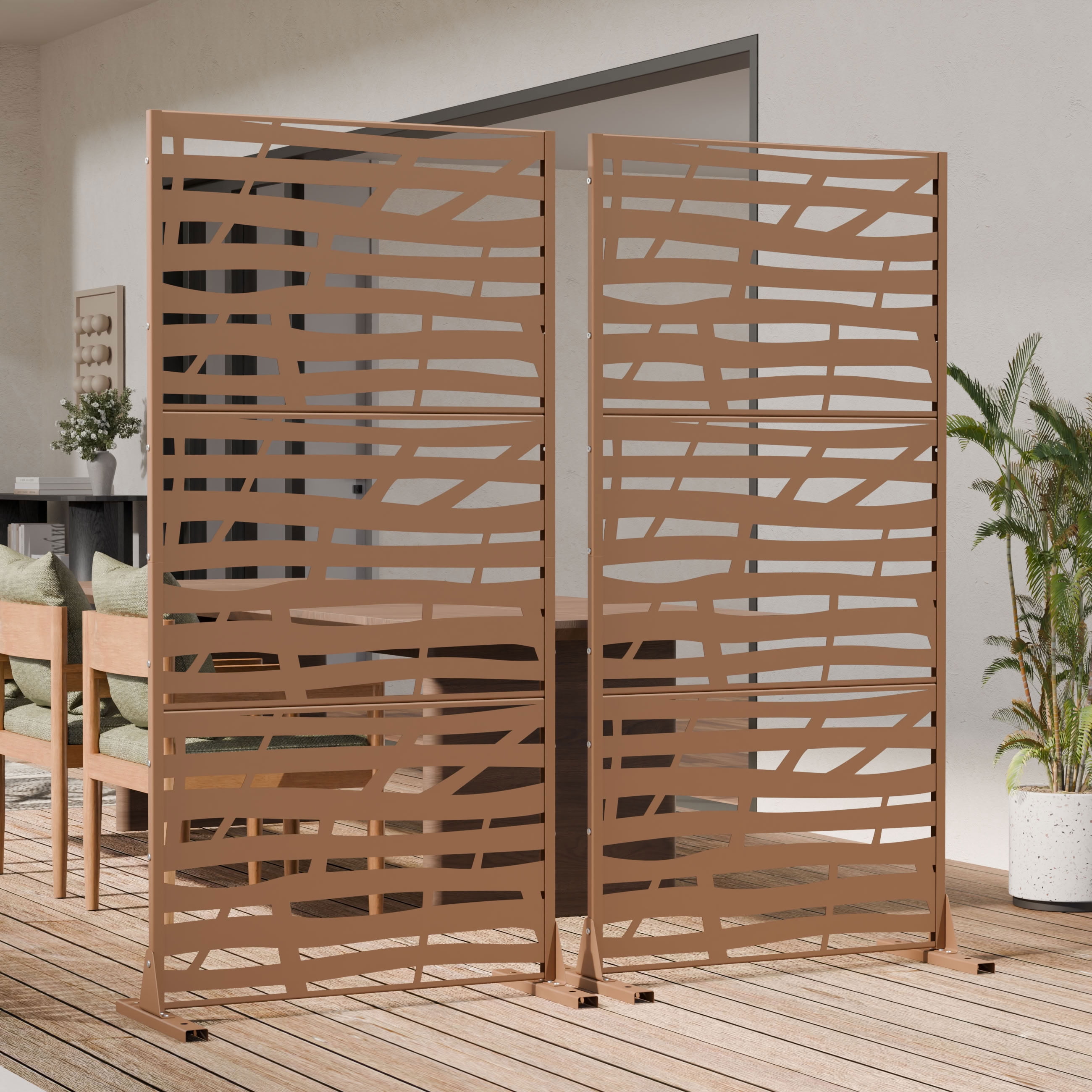 MAYEERTY 72*35in Outdoor Privacy Screen, Rust Resistant Metal Privacy Fence, Patio Deck Privacy Panel for Balcony, Garden