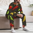 thumbnail image 7 of Lsque Chili2 Pattern Long Sleeve Pajama Set for Men - Soft 2-Piece Sleepwear and Loungewear Set with Pockets, Comfy Nightwear-Medium, 7 of 7