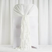 BalsaCircle 50 Ivory Premium Solid Curly Chiffon Chair Sashes Wedding Slipcovers