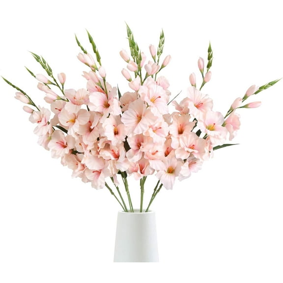 Gladiolus Artificial Flowers 3.3in Gladiolus Flowers Silk Gladiolus Flowers with Stems Artificial Gladiolus Flowers Faux Gladiolus for Home Wedding Office Decoration(Light Pink)