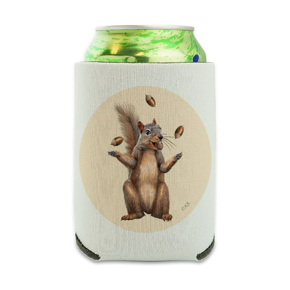 Squirrel Juggling His Nuts Crazy Funny Can Cooler - Drink Sleeve Hugger Collapsible Insulator - Beverage Insulated Holder