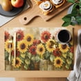thumbnail image 2 of Summer Sunflower Placemats Set of 12, Retro Watercolor Red Yellow Flower Non-Slip Place Mats Washable Table Mats for Kitchen Dining Table Decorations Indoor/Outdoor, 2 of 9