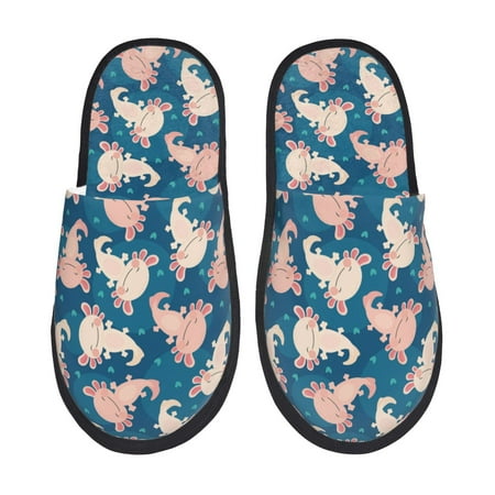 Balery Cute Salamander Slient Indoor Furry Fleece Comfort House Shoes Soft Non-Slip Home Shoes Cotton slippers House Slippers-- Large
