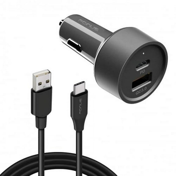 Quick Car Charger for Samsung Galaxy Z Fold 2 - 36W 2-Port USB Cable Type-C PD Power Adapter DC Socket for Galaxy Z Fold 2