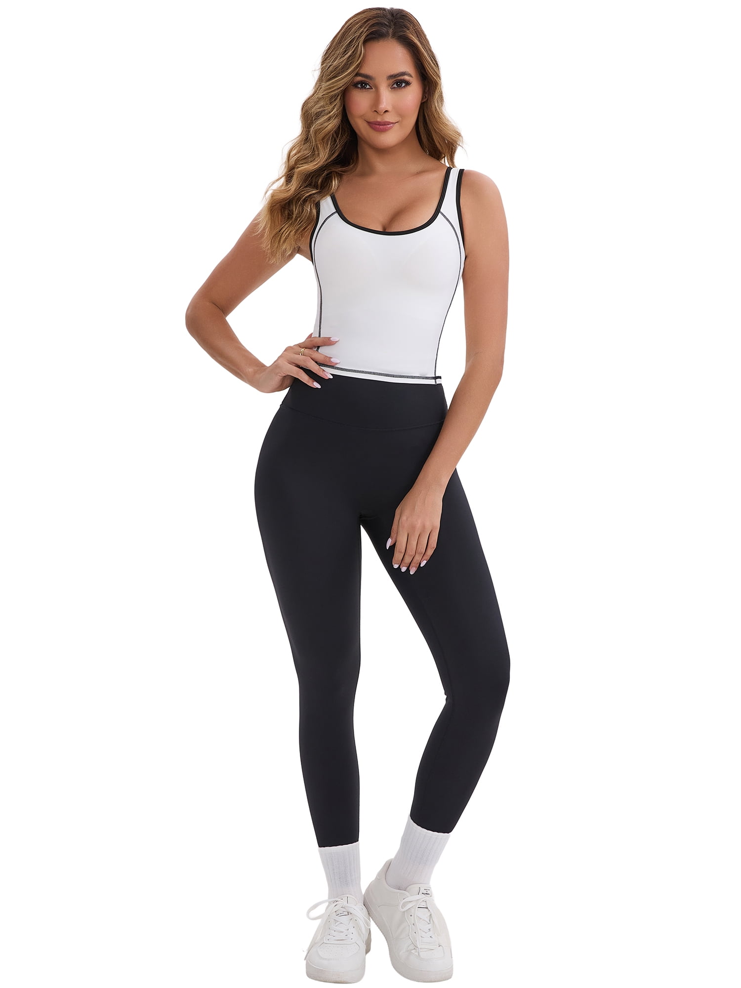 DARING DIVA Women's Nursing Tank Tops Colorblock Cropped Undershirts M White