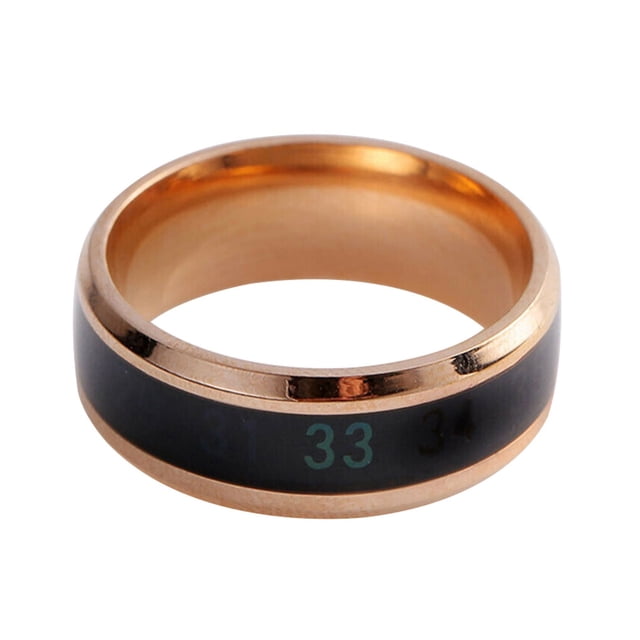 Guardurnaity Anillo de temperatura impermeable Anillos de humor de emoción de acero Pareja inteligente Ropa, zapatos y accesorios Miscelánea Oro rosa 10 #