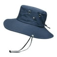 thumbnail image 2 of Blue Mens Summer Outdoor Sun Protection Breathable Fisherman Cap Foldable Bucket Hat, 2 of 6