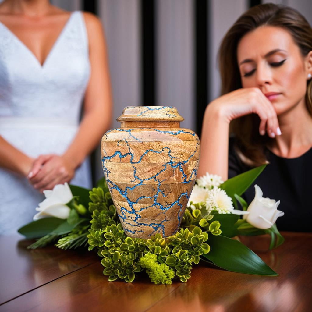 Wooden Cremation Urn for Human Ashes Handcrafted Urn for Adult Men & Women Memorial Urn for Ashes Decorative Burial & Funeral Urn