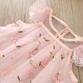 thumbnail image 4 of Toddler Baby Girls Floral Cute Ruffle Tulle Dress Outfits Wedding Birthday Princess Dress Short Sleeve Party Sundress Kid Outfit, 4 of 6