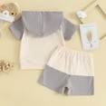 thumbnail image 4 of Okbabeha Toddler Baby Boy Summer Clothes Block Short Sleeve Hoodie Shirt Top and Shorts Casual 2Piece Outfit Set, 4 of 6