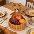 thumbnail image 4 of Cestas de almacenamiento, contenedores de almacenamiento de ratán sintético tejido, cesta de almacenamiento distintiva en forma de oso, organizador de frutas y refrigerios para la decoración de la mes, 4 of 6