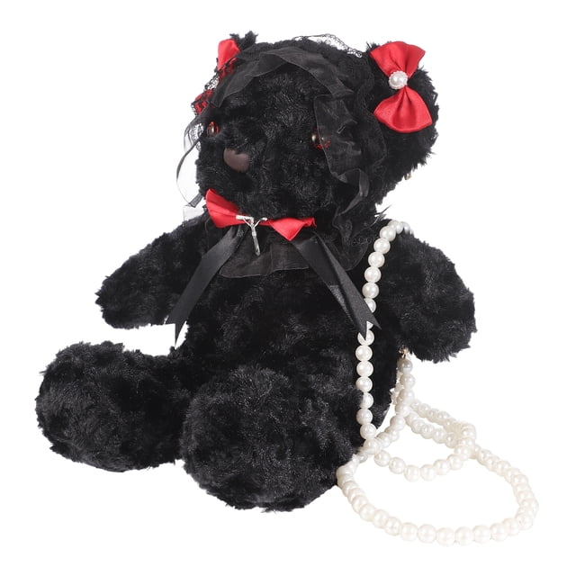 Kesyoo Peluche Muñeca Bolsa de encaje Bolsa de encaje encantador Bolsa de Crossbody Chic Pequeño Bolso de hombro para mujeres Niñas (Negro)