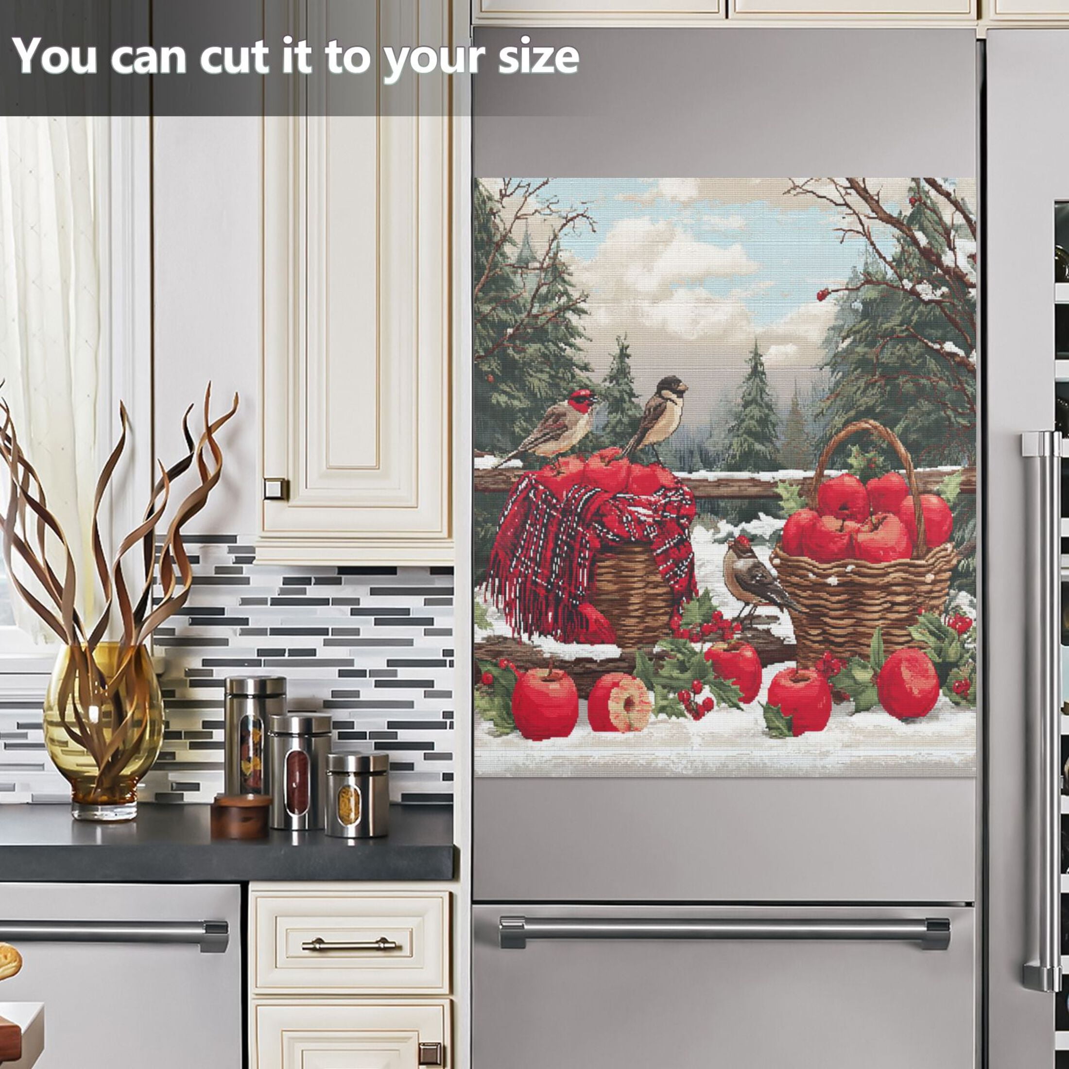 23x26 Inch Magnetic Appliance Cover Dishwasher Sticker Home Decorative Art Kitchen Panel Decal Trimmable Apples and Baskets