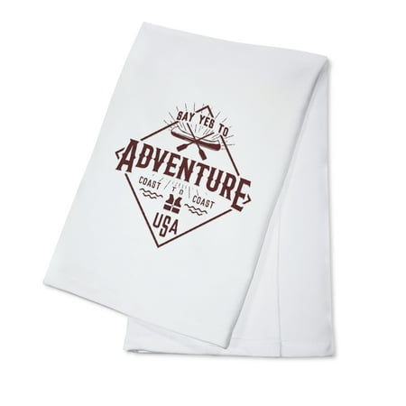 Say Yes to Adventure - Lake - Badge - Lantern Press Artwork (100% Cotton Kitchen
