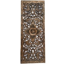 Floral Wood Carved Wall Panel. Decorative Thai Wall Relief Panel Sculpture. Size 35.5"x13.5"Available Color Options