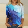 thumbnail image 2 of Dyegold 3/4 Sleeve Tops For Women Summer Round Neck Dressy Casual Vintage Floral Print Shirts Plus Size Trendy Blouses Tunic, 2 of 5