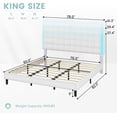 thumbnail image 2 of King Size LED Platform Bed Frame with Adjustable Headboard&Charging Station&LED Lights,Modern PU Leather Upholstered Bed, No Box Spring Needed, White, 2 of 9