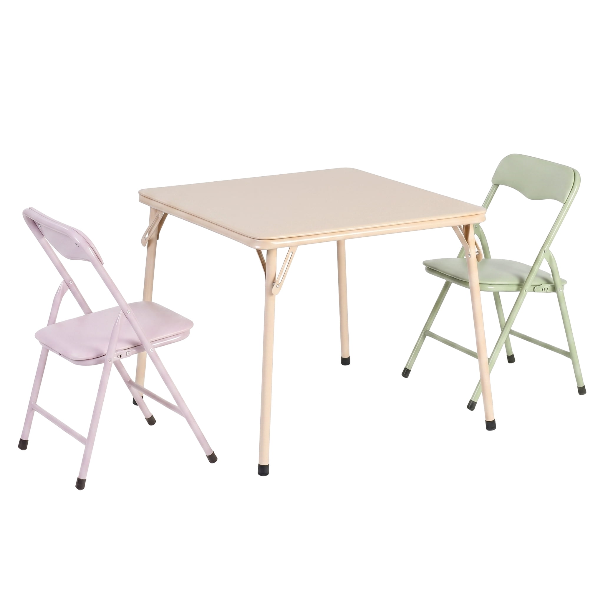 Homy Casa 3-Piece Kids Table and Chairs Set, Folding Activity Table for Toddlers Arts Crafts Playroom Preschool