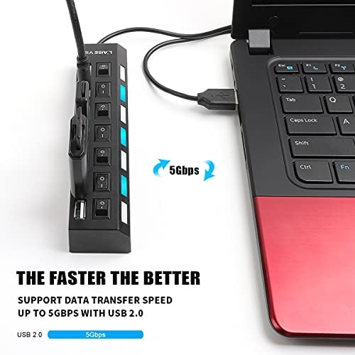Divisor USB multipuerto, concentrador USB 2.0 de 7 puertos, concentrad