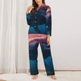 thumbnail image 2 of Fuzoiu Sunshine Ocean Whale Print Women's Long-Sleeved Pajama,Lounge Button Down Nightwear,Womens Notch Collar Pajama Set-X-Large, 2 of 7