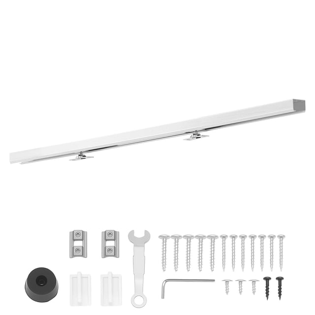 VEVOR Kit de Herrajes para Puerta Corrediza 113,5 cm, Herraje para Una Sola Puerta de 25-45 mm de Grosor y 610 mm de Ancho, Pista de Aleación de Aluminio, Deslizamiento Suave y Silencioso, Plata