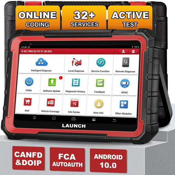 LAUNCH X431 PRO ELITE Automotive Diagnostic Scan Tool, All Systems Bi-Directional Auto Car Scanner with 32  Services, ECU Coding, CANFD DOIP, FCA Autoauth, 2 Years Free Update