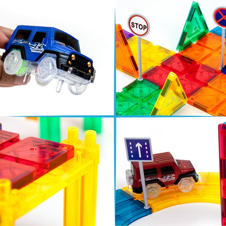 Picasso Tiles 128 PC Race Track Magnetic Tiles Magnetic Building Toys for Kids 3
