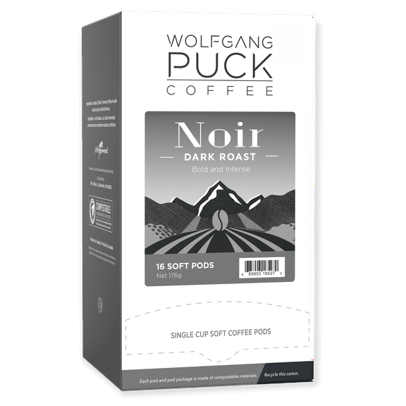 Wolfgang Puck Coffee Soft Pods, Noir, Dark Roast, 16 count (pack of 6)