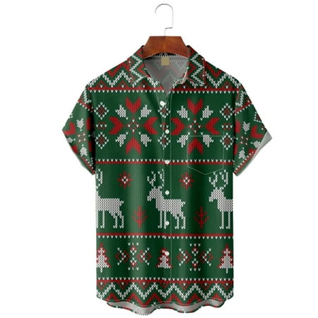 

MLFU Men Christmas Button Up Hawaiian Shirts Quick Dry Soft Apparel for Toddler Adults