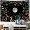 thumbnail image 3 of HZKAICUN Moonlit Garden Tapestry Moon Tapestry Flower tapestry Colorful Plants Tapestry Black Tapestry Wall Hanging Decor for Room, 3 of 7