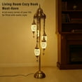 thumbnail image 2 of Turkish Floor Lamp, Moroccan Bohemian Style Living Room Decor, Handcrafted Mosaic Metal Base, Includes 5 Olive Shape Lampshades, 2 of 5