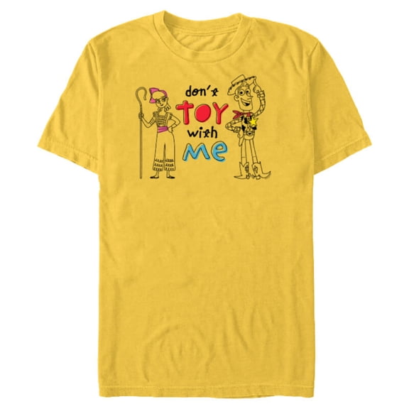 Disney PIXAR Toy Story 4 Woody & Bo Peep Don’t Toy with Me - Short Sleeve Blended T-Shirt for Adults - Customized-Yellow