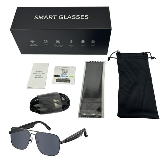 2025 New Smart Glasses for Men ,Clear Bluetooth Sunglasses for Women with Polarized Lenses Anti-Blue Light, 144+ Languages Real-Time Translation,Built-in Microphone,Speaker (Color-V2)