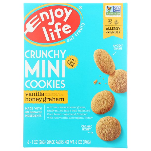 Enjoy Life Crunchy Mini Vanilla Honey Graham Cookies, Nut Free Cookies